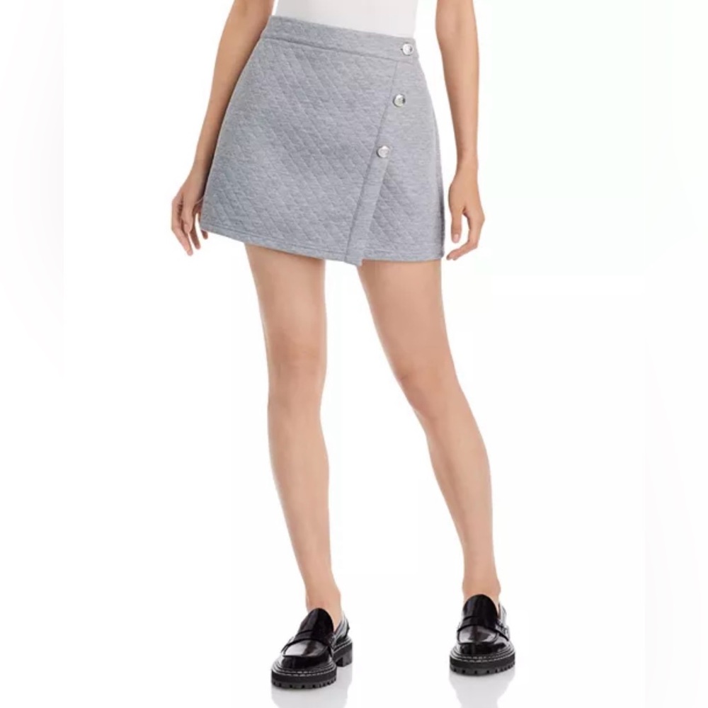 Aqua Gray Quilted Mini Wrap Skirt